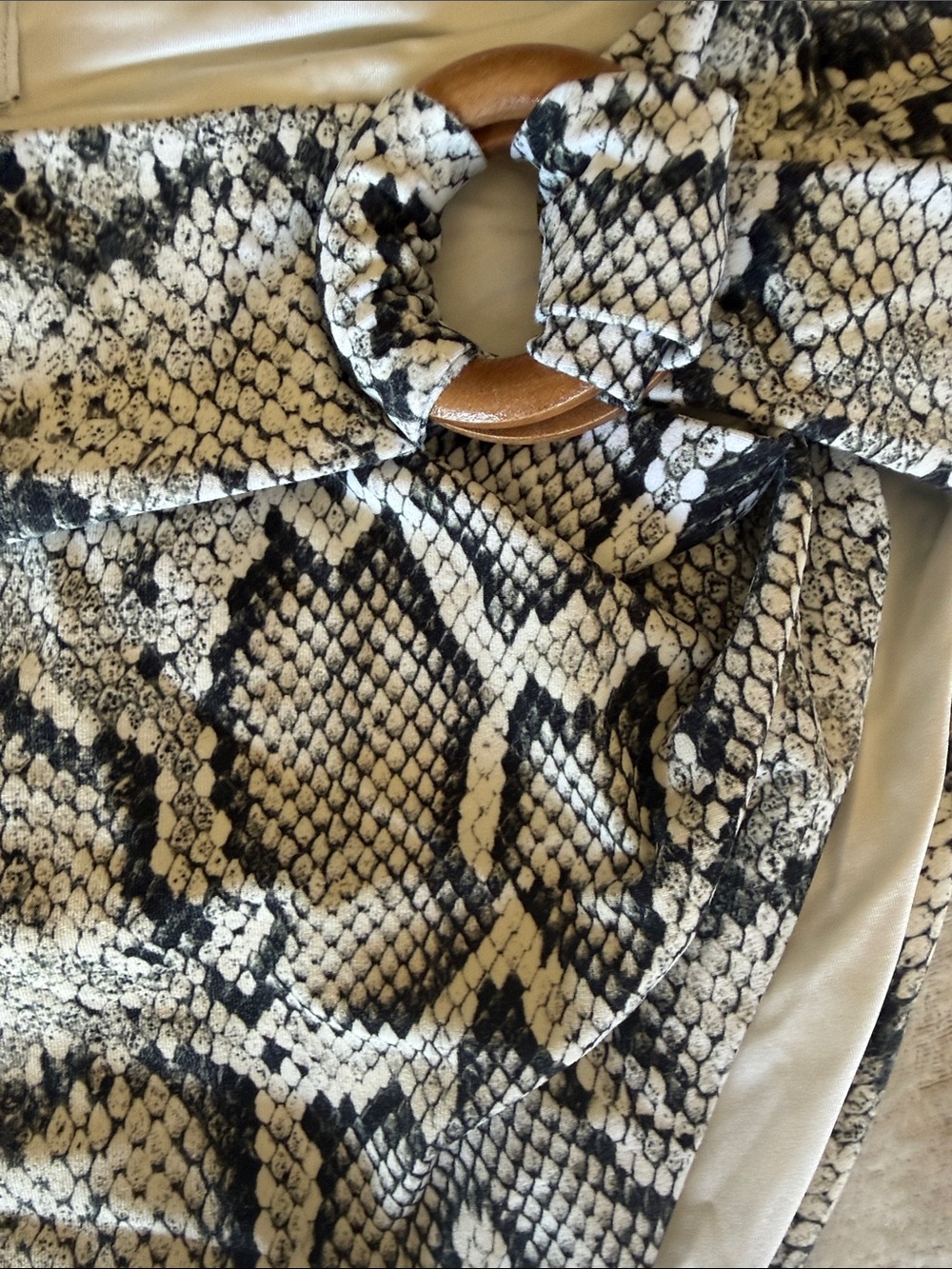 Onia Snake-Print Swim Bottom in Black and Cream - Picture 4 of 5